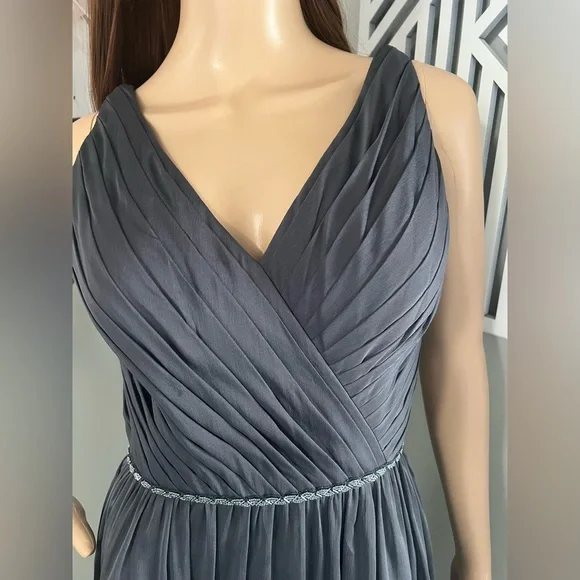 Belsoie Tiffany Chiffon Long Bridesmaid  or Graduation Dress with V-neckline - Picture 6 of 8